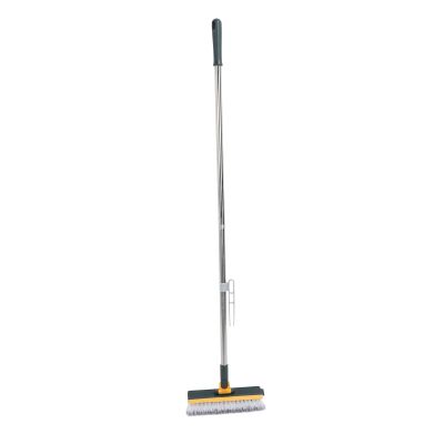 2 in 1 Floor Brush Scrubber Easily Removes Stubborn Grime 180 Degree Rotation for Narrow Spots Extended Handle Sturdy Design Multi-use with Strong Scrub Brush and Squeegee for (Green)