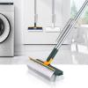2 in 1 Floor Brush Scrubber Easily Removes Stubborn Grime 180 Degree Rotation for Narrow Spots Extended Handle Sturdy Design Multi-use with Strong Scrub Brush and Squeegee for (Green) view 2