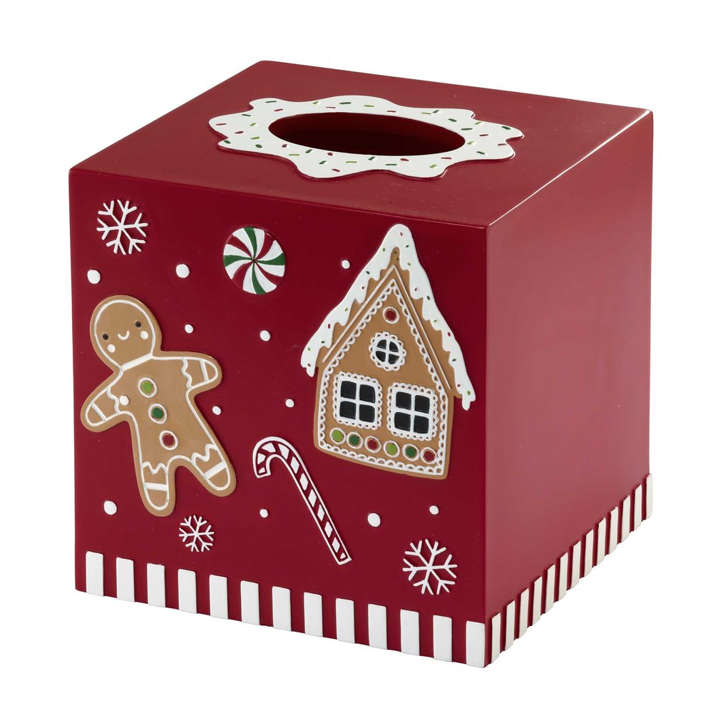Avanti Linens Box Gingerbread Man, Tissue Cover, Red