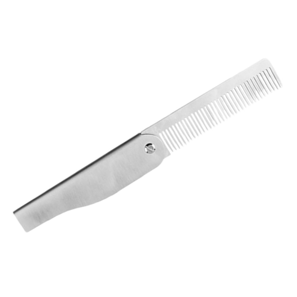 HAPINARY Stainless Steel Folding Beard Comb for Grooming Static Hair and Styling Durable Gentle Tool for Men Compact Pocket for Travel