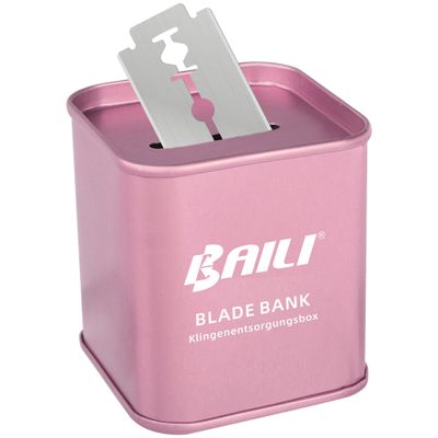 BAILI Razor Blade Bank Sharps Disposal Container Bin Storage Safely Store Used Safety Razor Blades Large Capacity for Barber Shops Personal Use Sealed Design Holds 300+ Blades, Matte Pink