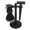 3pcs Beard Trimming Brush Set | Stainless Steel Stand Holder for Drying & Organizing | Compatible with Most Trimmer Styles/Presents for Men | Black ABS & Nylon Wool Kit view 1