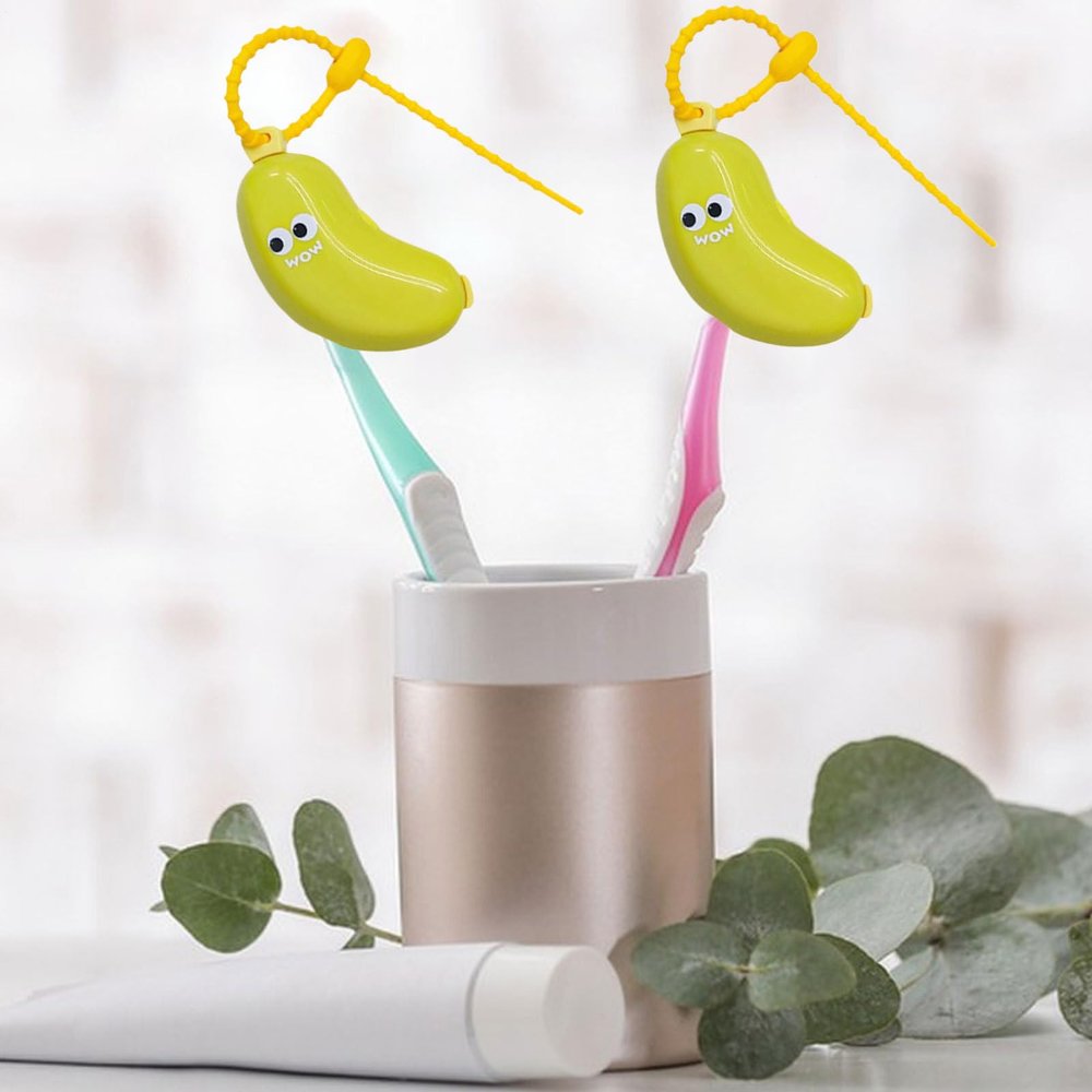 2 Pieces Banana Shape Toothbrush Head Cover | Travel Protector Electronic And Manual Banana Toothbrush Head Case, Bathroom Accessories For Family Boys Girls Daughter Son Teens Men Friends