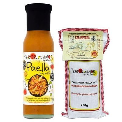 Sabor de Amor - Meal Kit - 1 Natural Paella stock & 1 Calasparra Paella Rice
