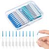RAYITO 150 Pieces Interdental Brushes, Silicone Dental Brushes 2-in-1 Blue Tooth Floss Picks Teeth Floss Sticks Dental Toothpicks Cleaning Tool for Braces Oral Cleaning(Blue, Green) view 1