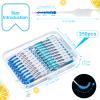RAYITO 150 Pieces Interdental Brushes, Silicone Dental Brushes 2-in-1 Blue Tooth Floss Picks Teeth Floss Sticks Dental Toothpicks Cleaning Tool for Braces Oral Cleaning(Blue, Green) view 2