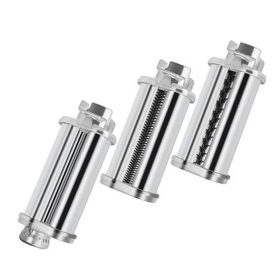Pasta Creation Attachment - 3 Stainless Steel Dough Roller, Noodle Cutting | Pasta Sheet Roll for Homemade Pasta, Spaghetti and Fettuccine Cutting Tool with c