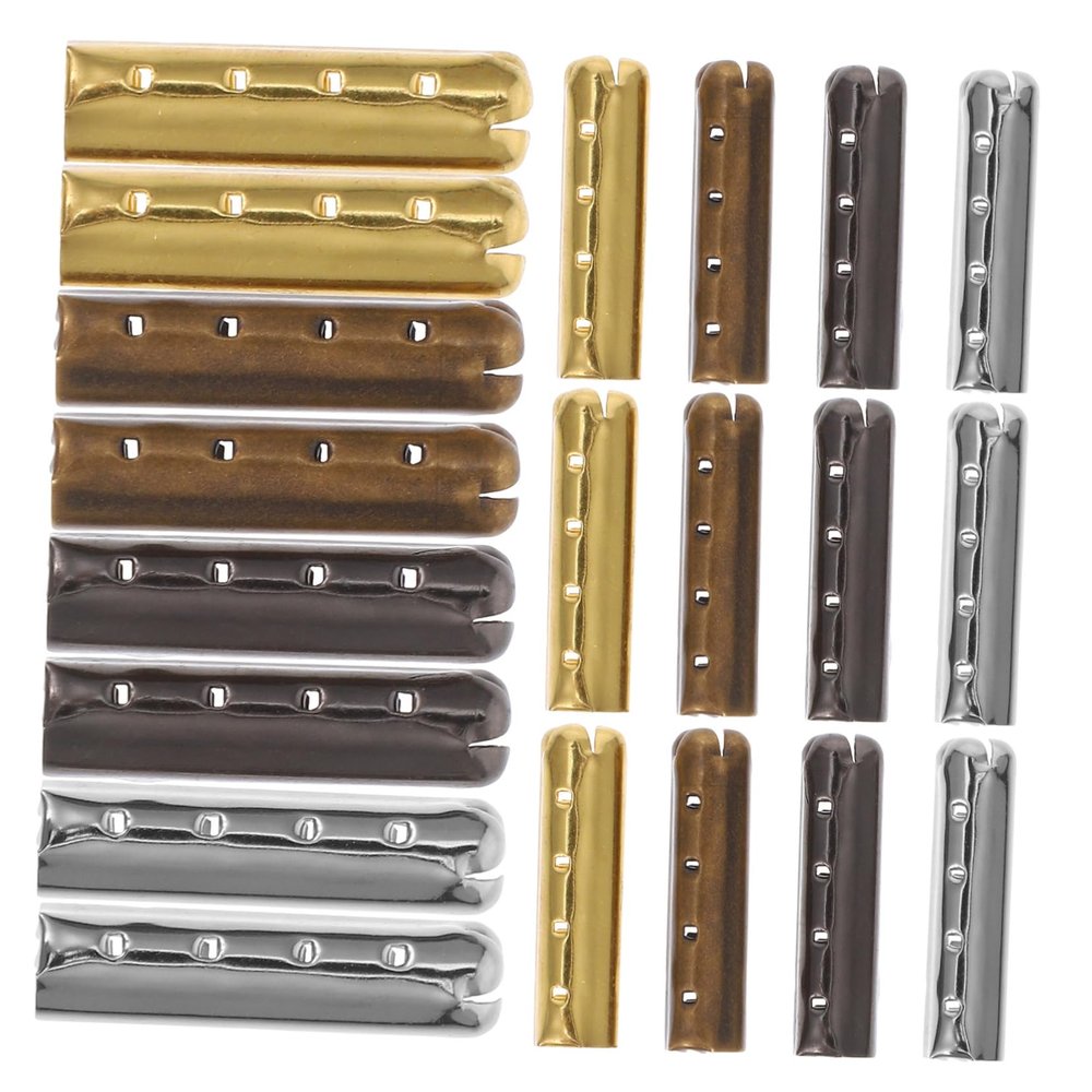 DOITOOL 40pcs Metal Shoelace End Caps and Shoe Lace Tips Set, 4x23mm round 4-hole Aglets in White, Gold, Gunmetal, and Antique Brass for DIY Shoe String Repair and Clothing Lanyard