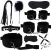 Black Adjustable Soft Leather Hand And Foot Pulling Belt Training Accessories Sex Fuzzy Set For Bedroom Toys 10 Piece Set Combination Set, Comes With Plush Feather Cane - D3-Uk view 1