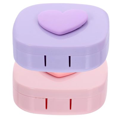 DEARMAMY 2 Sets Cute Case Contact-Lens Holder Small Makeup Lens Storage Box Travel Lens Case Packing Box