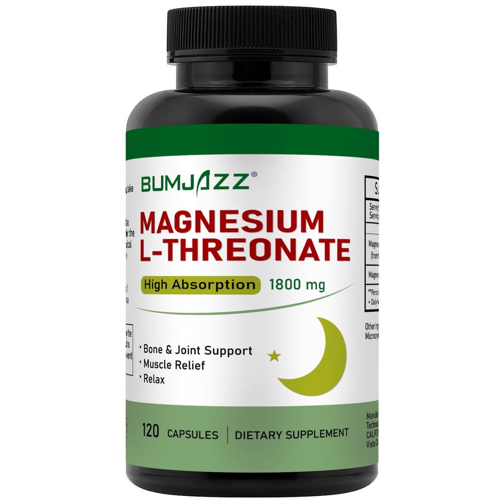 Magnesium L-Threonate Capsules 1800mg 120 Counts High Absorption Magnesium Supplement Bioavailable Form for Rest and Cognitive Function Support