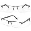 KoKoBin Half Frame Reading Glasses,Aluminum Magnesium Readers for Men Anti-Blue Light Computer Glasses (Grey, 1.5) view 3