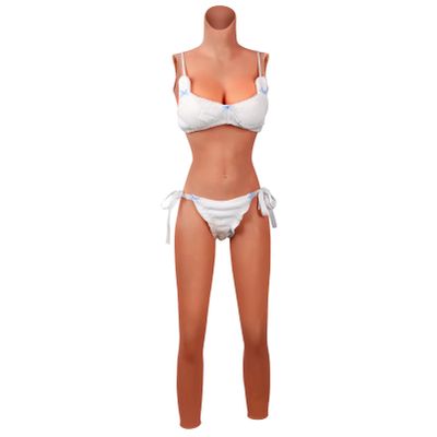 Funxzior 2nd Generation Silicone Full-Body Bodysuit with Realistic Female Silhouette False Breast Forms & Urination System & Anal Opening Design for Crossdresser Longwear (Bronze, B Cup Cotton Filled)