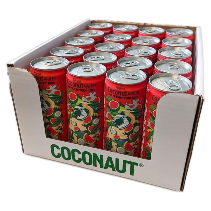 Coconut Water with Watermelon 20 x 320ml | Isotonic Coconut Water with Fresh Watermelon Juice | No Additives & No Added Sugar | Gluten Free, Dairy Free & Vegan, Naturally Hydrating, Refreshing
