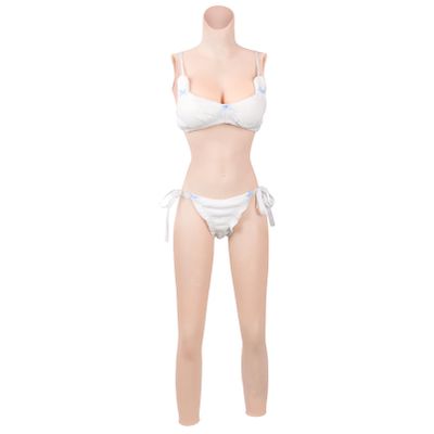 Funxzior 2nd Generation Silicone Full-Body Bodysuit with Realistic Female Silhouette False Breast Forms & Urination System & Anal Opening Design for Crossdresser Longwear (Ivory, B Cup Gel Filled)