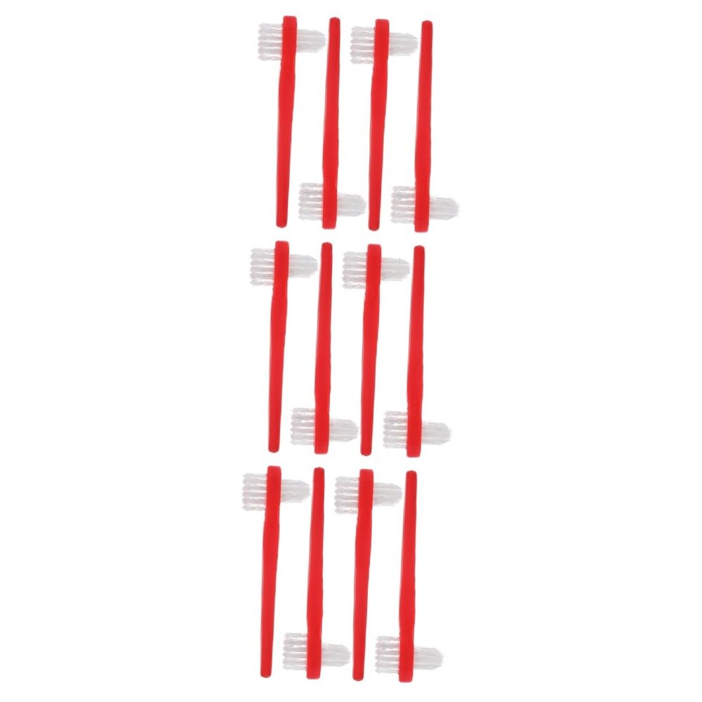 BESTYASH 12pcs Denture Cleaning Brush Dual Heads Travel Toothbrush Denture Brushes Cleaning Tool for Travel