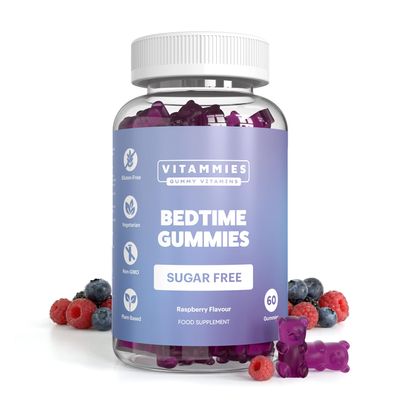 Vitammies Sugar-Free Sleep Gummies for Adults Night Time Gummies with Magnesium &Calming Botanicals Complement Your Evening Routine or Relax Vegan Mixed Berry Flavour, 60 Chewable Bears