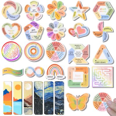 102 Pieces Calm Anxiety Sensory Stickers, 2 Different Surface Texture Styles, Breathing Mindfulness Textured Stickers for Office & Classroom Desks, Fidget Anxiety & Stress Relief for Adults & Teens