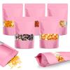 100PCS Mylar Bags for Food Storage, Smell Proof Bags Resealable Food Packaging for Small Business Stand Up Pouches with Window, 7" x10", Pink view 1