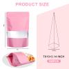 100PCS Mylar Bags for Food Storage, Smell Proof Bags Resealable Food Packaging for Small Business Stand Up Pouches with Window, 7" x10", Pink view 2