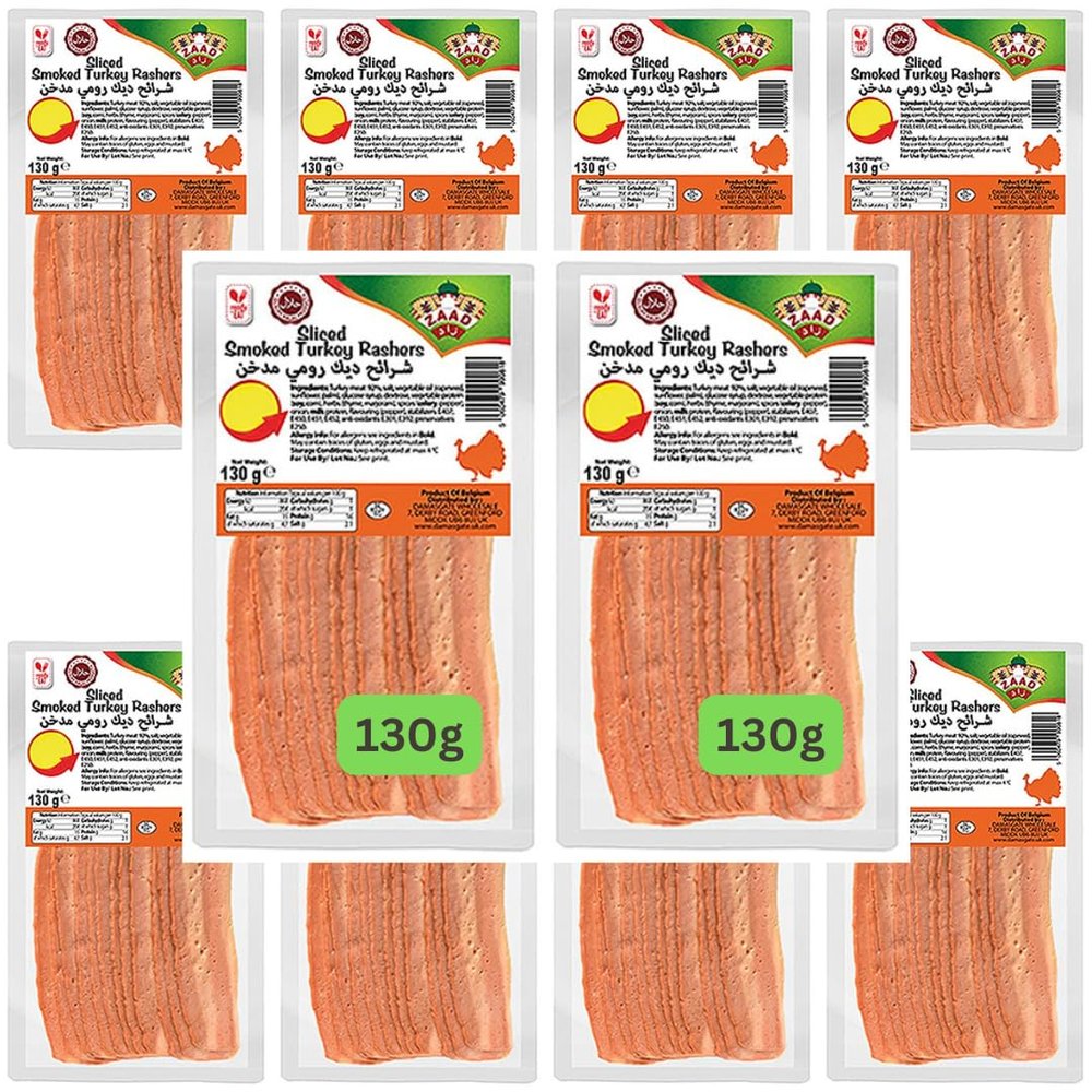 Halal Smoked Turkey Rashers PMP Price Marked (10x130g)