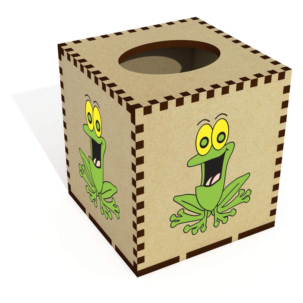 Square 'Happy Frog' Wooden Tissue Box Cover (TB00064824)