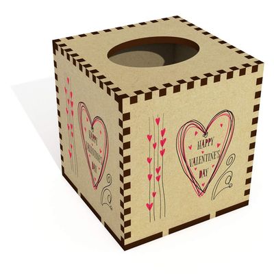 Azeeda 'Happy Valentine's Day' Square Tissue Box Cover (TB00065611)