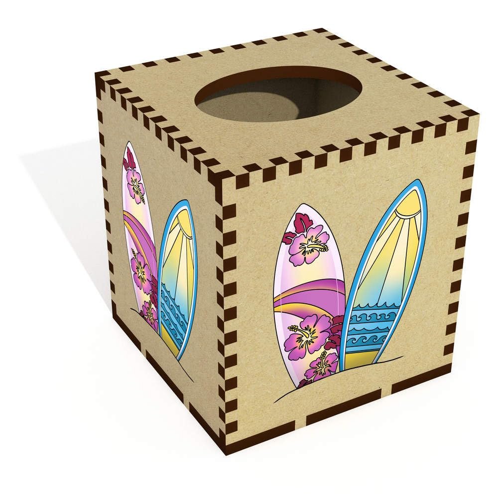 Square 'Decorative Surfboards' Wooden Tissue Box Cover (TB00066479)