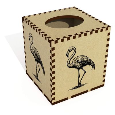 Square 'Flamingo Standing' Wooden Tissue Box Cover (TB00063064)