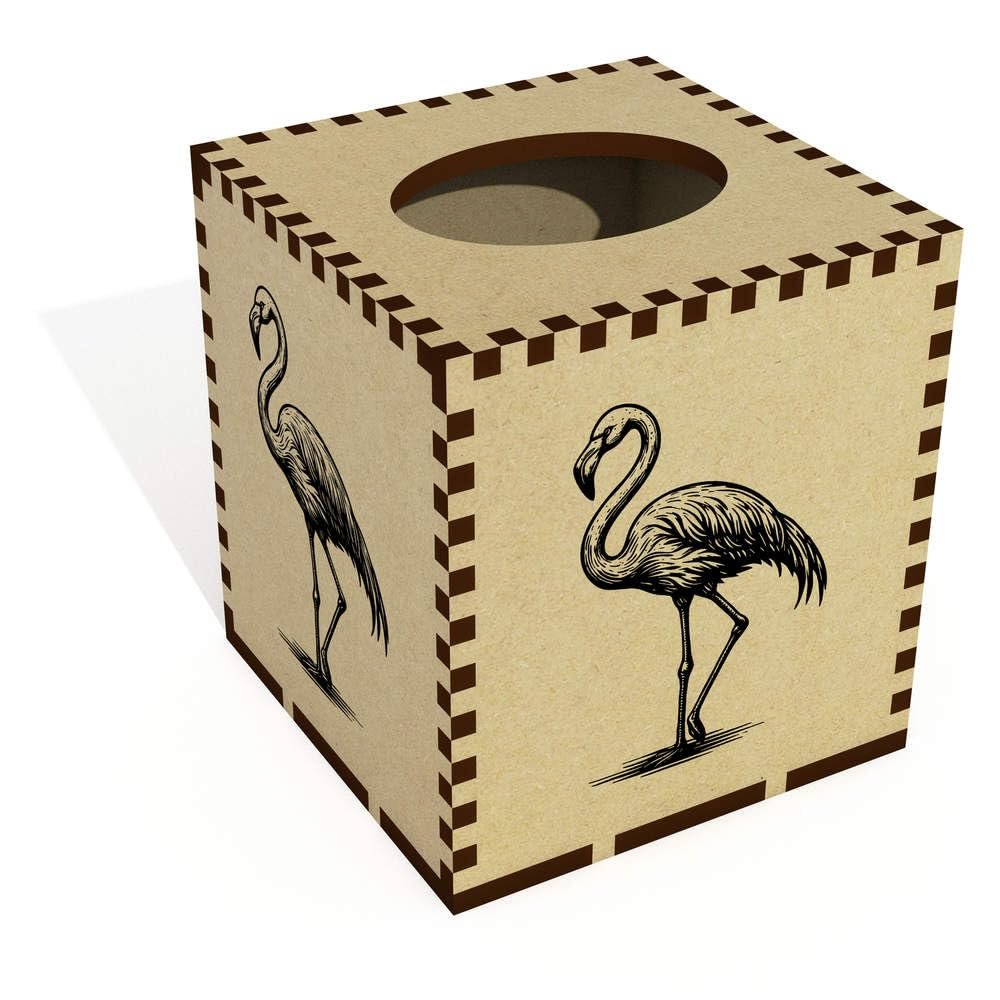 Square 'Flamingo Standing' Wooden Tissue Box Cover (TB00063064)