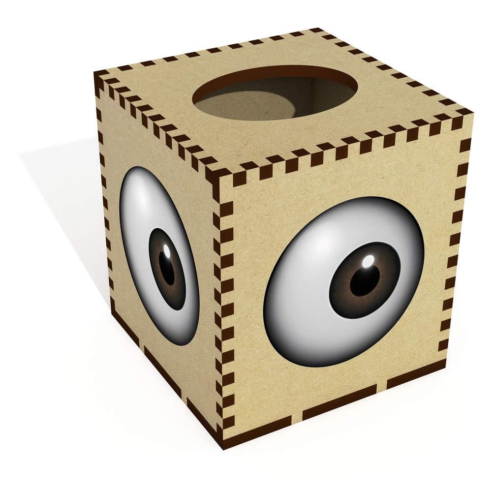 Square 'Creepy Eye' Wooden Tissue Box Cover (TB00064194)
