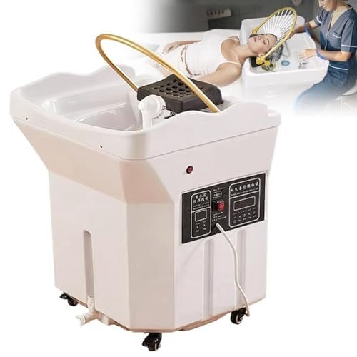 Portable Thermostatic Shampoo Basin with Water Circulation, 60L Water Tank, 180 Arc Design for Hair Stylists Spa Equipment