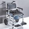 Shower Toilet Chair with Wheels and Foldable Feet, 4-in-1 Chairs with Built-in Toilet, Portable Shower Wheelchair for Elderly, Geriatric Bath Chair view 1