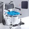 Shower Toilet Chair with Wheels and Foldable Feet, 4-in-1 Chairs with Built-in Toilet, Portable Shower Wheelchair for Elderly, Geriatric Bath Chair view 2