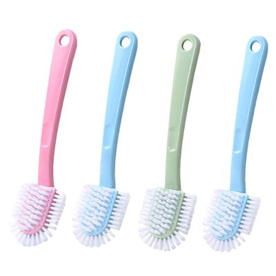 ORFOFE Plastic Shoe Cleaning Brush Set with Long Handle and Hanging Ring 4pcs Sturdy Bathroom Cleaning Brush Tool Powerful Decontamination Random Color for Home and Office Use