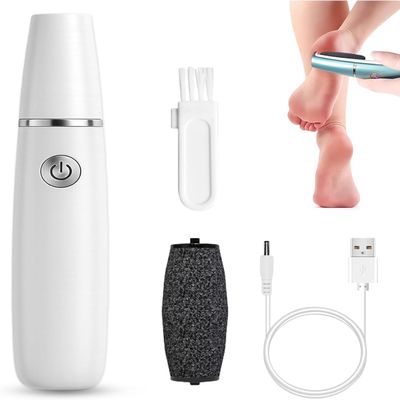 Electric Foot File Hard Skin Remover, Electric Feet Callus Remover for Feet, Rechargeable Electric Foot Callus Remover Polisher, Removes Dry Skin for Smoother Feet, Calluses and Dead Skin (White)