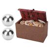 50mm Dia 2Pcs Solid Stainless Steel Hand Ball Fitness Exercise Massage Tool, Strength Training Shiny Durable Anti- Health Massage Equipment for Men with view 2