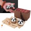 50mm Dia 2Pcs Solid Stainless Steel Hand Ball Fitness Exercise Massage Tool, Strength Training Shiny Durable Anti- Health Massage Equipment for Men with view 3