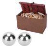 50mm Dia 2Pcs Solid Stainless Steel Hand Ball Fitness Exercise Massage Tool, Strength Training Shiny Durable Anti- Health Massage Equipment for Men with view 4