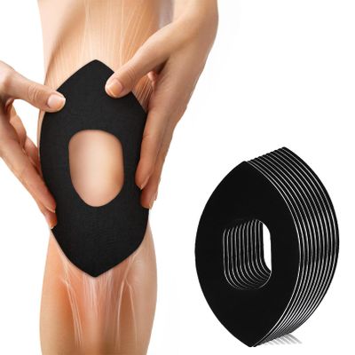 10 Pcs Precut Kinesiology Tape for Knee Pain Relief, Waterproof & Elastic Athletic Tape for Knee Support, Muscle Tape for Stability, Breathable & Comfortable (Black)