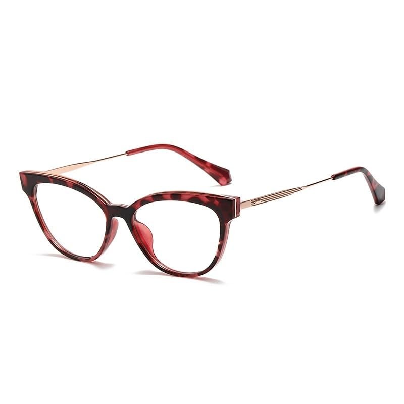 FUQINQINGOZ Anti UV Reading Glasses Anti Glare Anti Eyestrain Computer Readers Blue Light Blocking Cat-Eye Flat Light Mirror(Red,1.00)