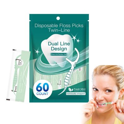 Fravsiu Adult Floss | Portable Double Floss Sticks | Cleaning Accessories for Orthodontic Care Adults, Family, Office and Travel