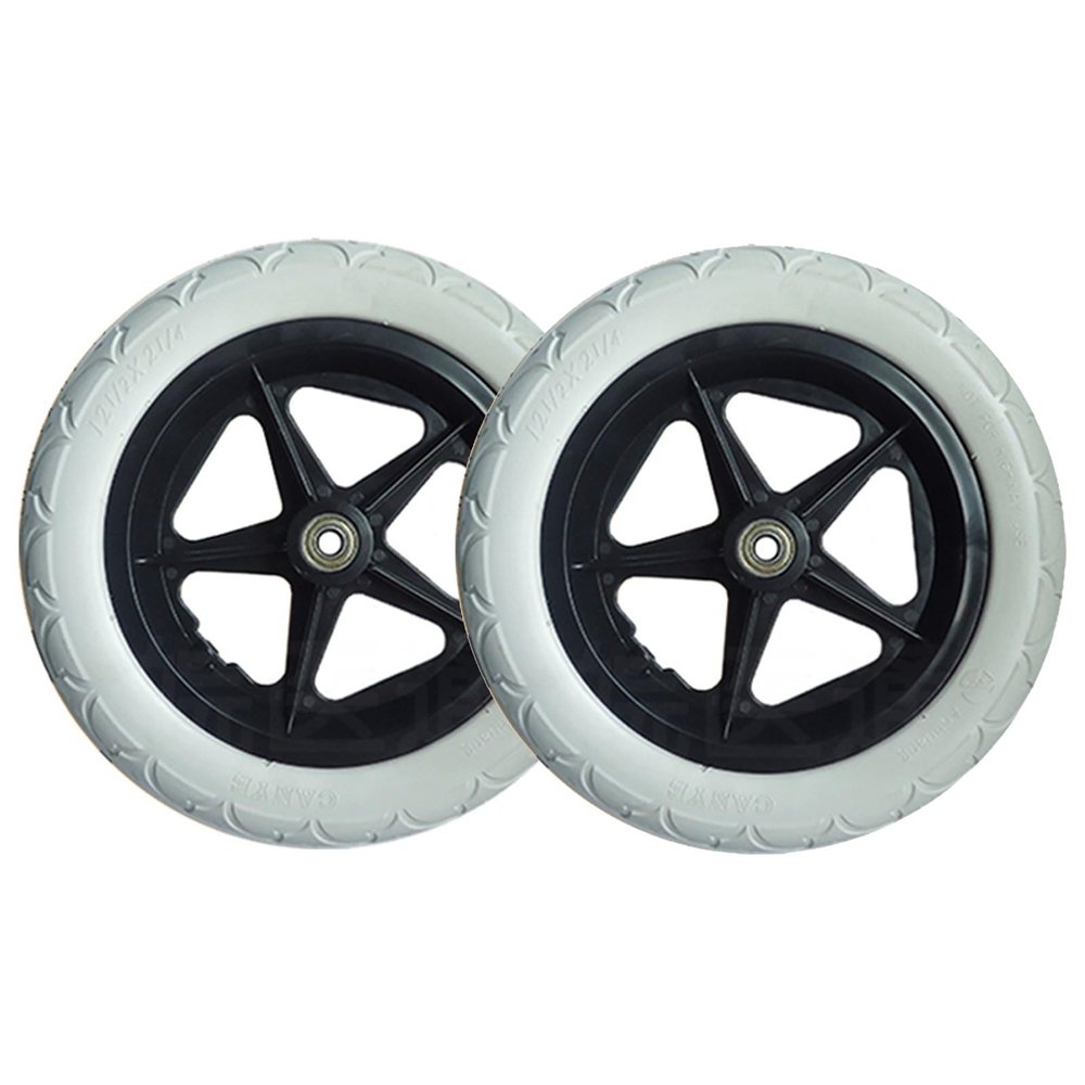 12 Inch Wheelchair Replacement Rear Wheel, 12 1/2x2 1/4 Solid Non-Inflatable Tire, for Wheelchairs, Rollators, Walkers(Grey)