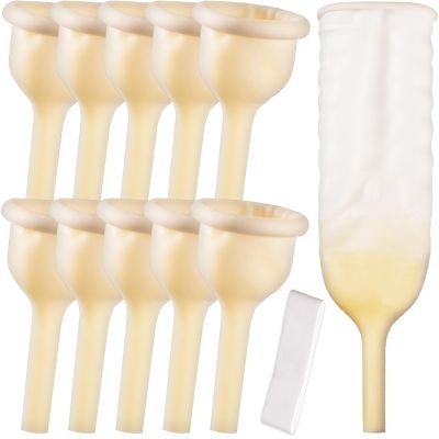 10 Pcs Male External Urine Collector with Soft Latex Sheath Adhesive Strap for Secure Fit Easy to Wear in 25mm 30mm 35mm 40mm Leak Control Individually Sealed for Hygiene (35mm)