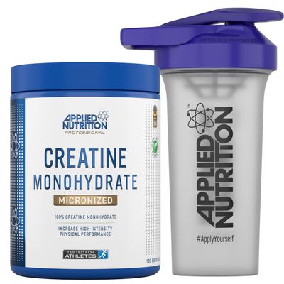 Applied Nutrition Creatine + 700ml Shaker | Creatine Monohydrate Micronized Powder, Increases High-Intensity Physical Performance (500g - 100 Servings) (Unflavoured)