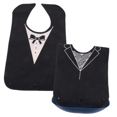 PACKOVE 2pcs Adult Bibs for Elderly with Sturdy Polyester Material, Reusable and Protects Clothing, Beautiful Printed Design, Household Dinner Bibs for Mealtime Use