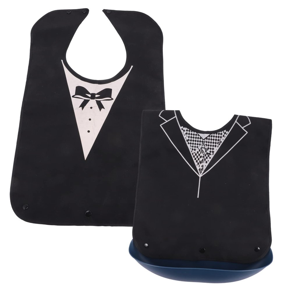 PACKOVE 2pcs Adult Bibs for Elderly with Sturdy Polyester Material, Reusable and Protects Clothing, Beautiful Printed Design, Household Dinner Bibs for Mealtime Use