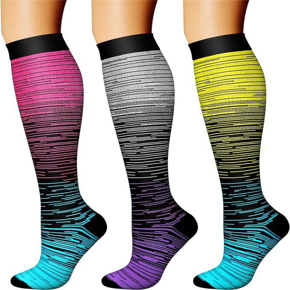 Compression Socks for Women, Compression Socks for Women & Men Circulation (3 Pairs) Long Sports Calf Compression Socks (S/M,3PCS-18)