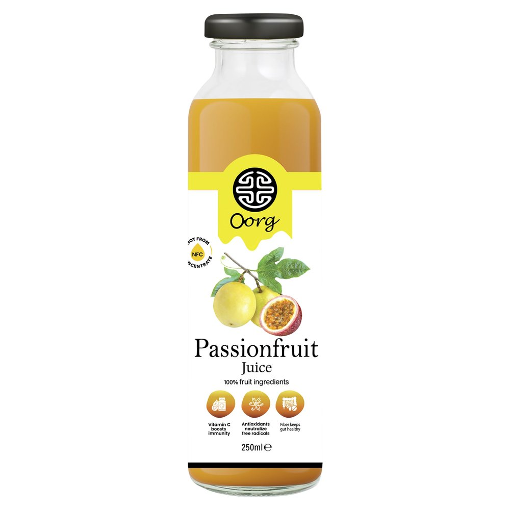 OORG Natural Sri Lankan Passionfruit Juice - 1 x 250ml bottle, A healthy & refreshing hydrating beverage, 100% fruit ingredients, No Preservatives (1 Bottle, Passionfruit)