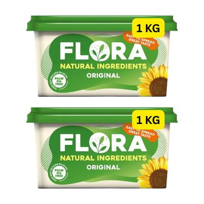 Original Vegan Butter Floras 2x1KG Tubs Easy To Spread (2x1kg)